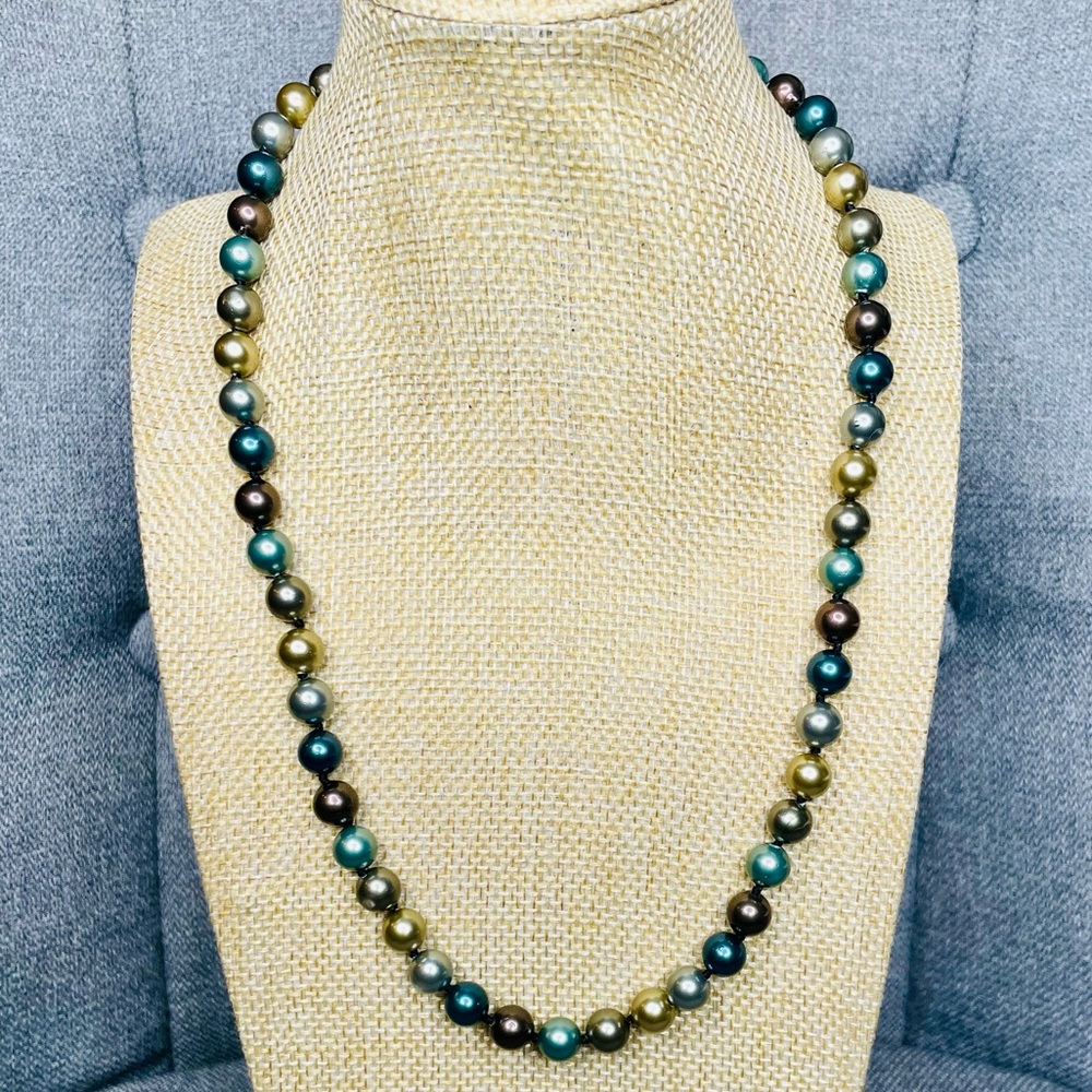 8mm Natural Multicolored South Sea Pearl Necklace - 20” - Picture 1 of 6